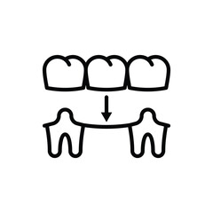 Dental bridge thin line icon. Dentistry, prosthesis. Tooth restoration. Vector illustration.
