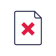 Document rejected: sheet with cross mark. Thin line icon. Modern vector illustration.