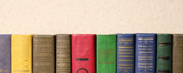 Books in color covers close-up.