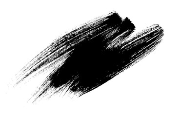 Ink brushstroke, paintbrush template with splashes. Royalty free PNG black ink brush stroke. Dirty artistic design elements. Grunge splatter, dirt stain, brush with drops blots. Transparent stock - obrazy, fototapety, plakaty