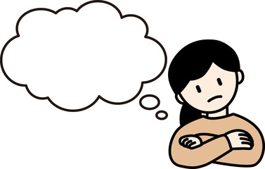 考える女性のベクターイラスト