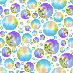 Fototapeta na wymiar Watercolor confetti polka dots seamless pattern