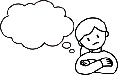 考える女性のベクターイラスト