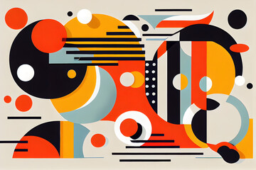Bauhaus pattern Colourful design. AI Generative
