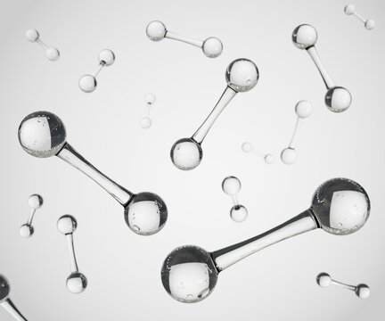 Scattered Oxygen molecule in the white background 3d rendering