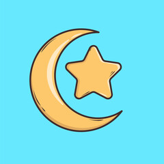 Moon Star Symbol For Ramadhan vector illustration icon flat