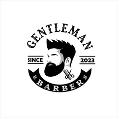 vintage barbershop logo design black and white. Logo templates that can be used for your barbershop business logo, men's grooming salon business and for packaging design purposes and t-shirts