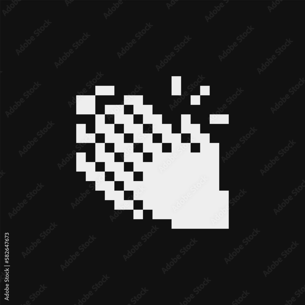Poster clapping hands. pixel art applause icon. flat style. 1-bit. isolated abstract vector illustration.