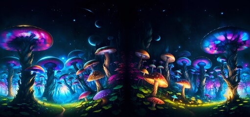 Fototapeta na wymiar Photo of a cluster of mushrooms in a serene forest setting