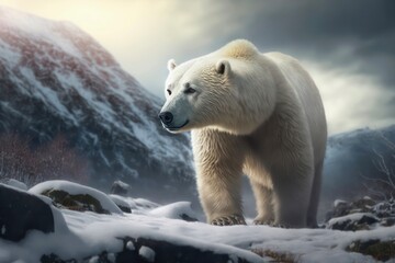 Obraz na płótnie Canvas Polar bear. Wildlife nature scene. Generative AI.