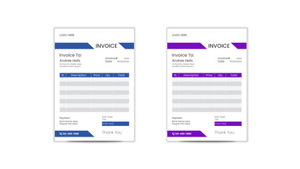 Obraz premium Clean minimal Invoice design Layout template vector design. Bill form business invoice accounting