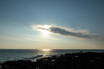 Sunset beach scenery and clouds