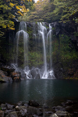 Fototapeta na wymiar waterfall water flow and lake