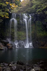 Selbstklebende Fototapete Waldfluss waterfall water flow and lake