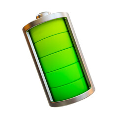3d minimal battery status icon. green energy charging. full power tube. Battery at full level. 3d illustration. - obrazy, fototapety, plakaty