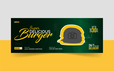 Facebook cover banner food advertising discount sale offer template social media food cover post design