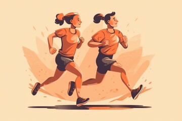 Fototapeta na wymiar Young couple runner running in stadium.generative Ai