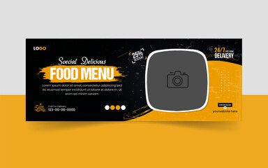 Facebook cover banner food advertising discount sale offer template social media food cover post design