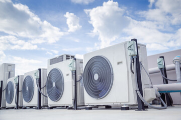 Air conditioning outdoor unit compressor install outside the building.