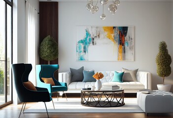 Luxury interior design for modern living room. generative Ai