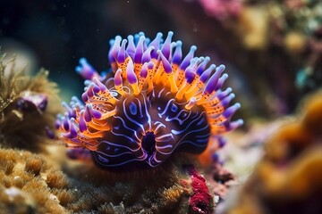 Naklejka na ściany i meble Underwater Beauty: Vibrant Nudibranch Generative AI