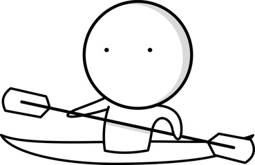 Athlete swims in a kayak