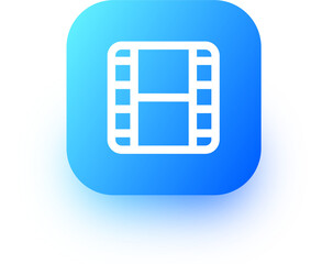 Film icon in square gradient colors. Film strip signs for multimedia interface.