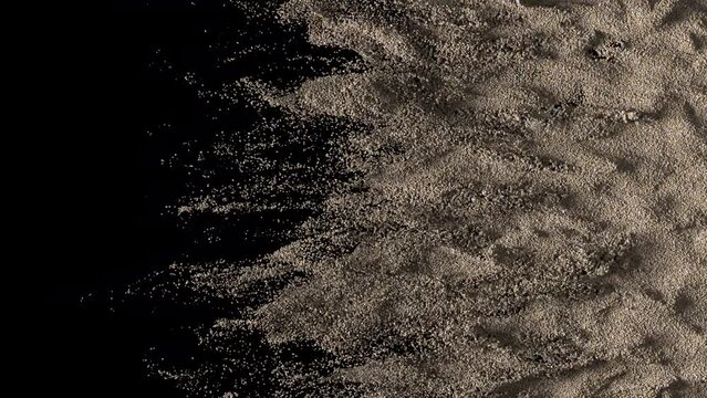 Sand blowing transition reveal on alpha background