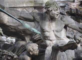 Tritonenbrunnen or fountain of Triton by Friedrich Coubillier in Duesseldorf Germany