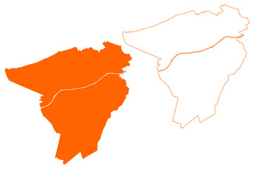 Achtkarspelen municipality (Kingdom of the Netherlands, Holland, Frisia or Friesland province) map vector illustration, scribble sketch Achtkarspelen map