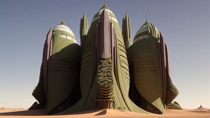 Illustration of a futuristic sci-fi house on Planet Mars - AI Generated
