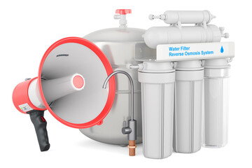 Reverse osmosis system with megaphone. 3D rendering