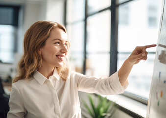 Business situation visualized in a bright office environment in a busy workplace