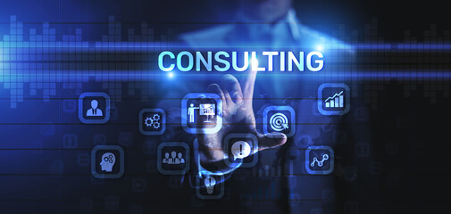 Consulting firm service business finance solutions concept.