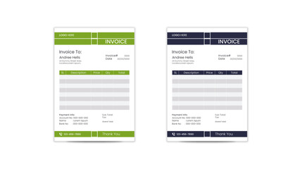 Modern invoice bill template Vector Design.Vector Business Stationery Design.Invoice minimal design template.