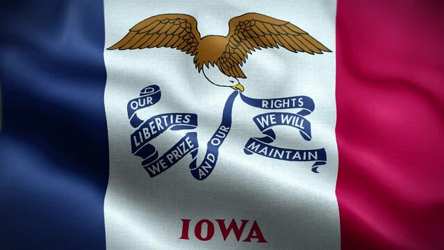 4K Textured Flag of Iowa Animation Stock Video - Highly Detailed Fabric Flag Waving in Loop