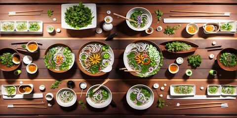 Photo of a table filled with a variety of delicious dishes and bowls