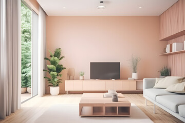Obraz na płótnie Canvas Moderne Architekturillustration eines minimalistischen Wohnzimmers