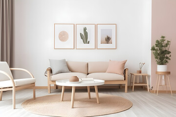 Moderne Architekturillustration eines minimalistischen Wohnzimmers