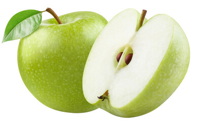 Delicious green apples cut out