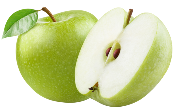 Delicious green apples cut out