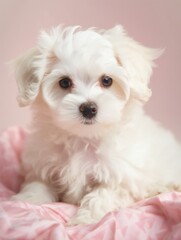 portrait photo of a puppy, isolated on a pastel color background