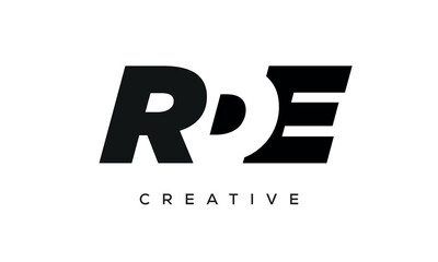 RDE letters negative space logo design. creative typography monogram vector	