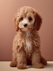 portrait photo of a puppy, isolated on a pastel color background