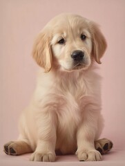 portrait photo of a puppy, isolated on a pastel color background