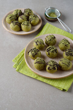 Vegan truffles with matcha green tea