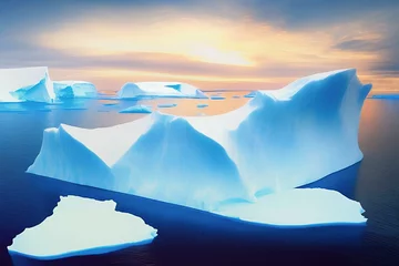 Foto op Aluminium Antarctica iceberg sunset  © Stockbym
