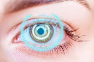 Close up of an eye and vision test