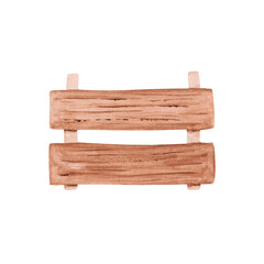 Wooden box isolated on a white background. Watercolor empty vegetable storage clipart. Hand-drawn wood case illustration. Rustic cargo object. Wooden planks. Eco package for fruits.