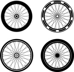 Fototapeta na wymiar Bike Bicycle wheel vector icon. Bicycle wheel symbol. Bike rubber. Mountain tyre. Valve. Fitness cycle. Motor Bike. Vector